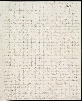 Cross-written letter from Susanna Moodie to her sister, 25 December 1853. Writers at this time often wrote this way to save paper and postage.