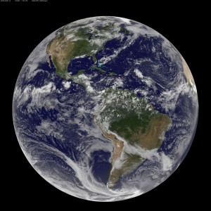 Satellite image of earth on August 3, 2010. NOAA/NASA GOES Project