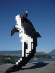 Digital Orca (2009) is a public art piece by Douglas Coupland, located in Vancouver, BC. Guilhem Vellut, CC BY 2.0, via Flickr.